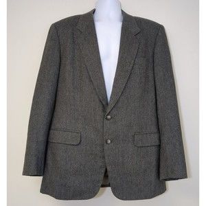 Sam's Tailor Bespoke Suit Jacket Blazer‎ Herringbone Wool Tweed Men's Size 42